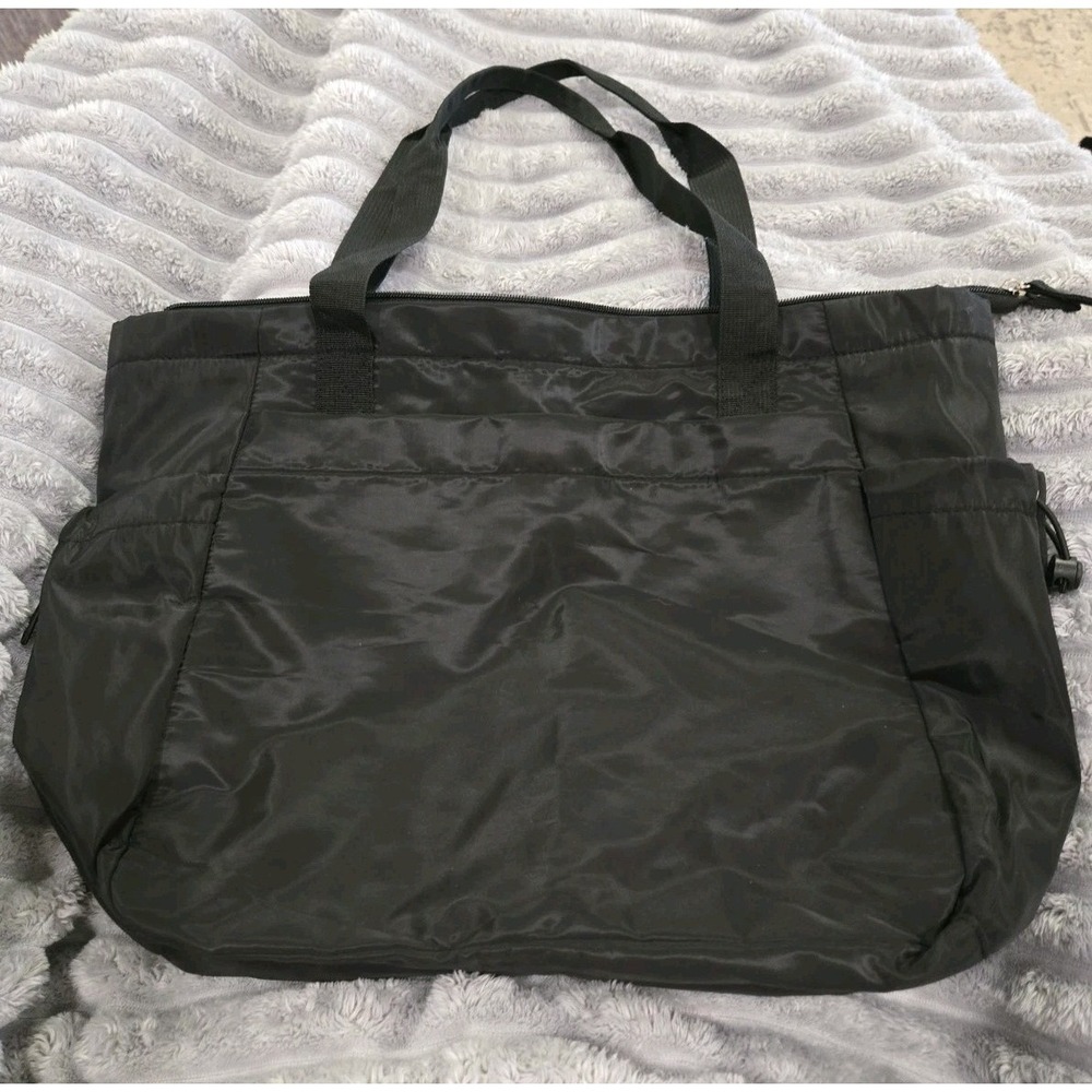 Black Nylon Diaper Tote Bag Large Multi Pocket Travel Shoulder Bag‎ Carryall